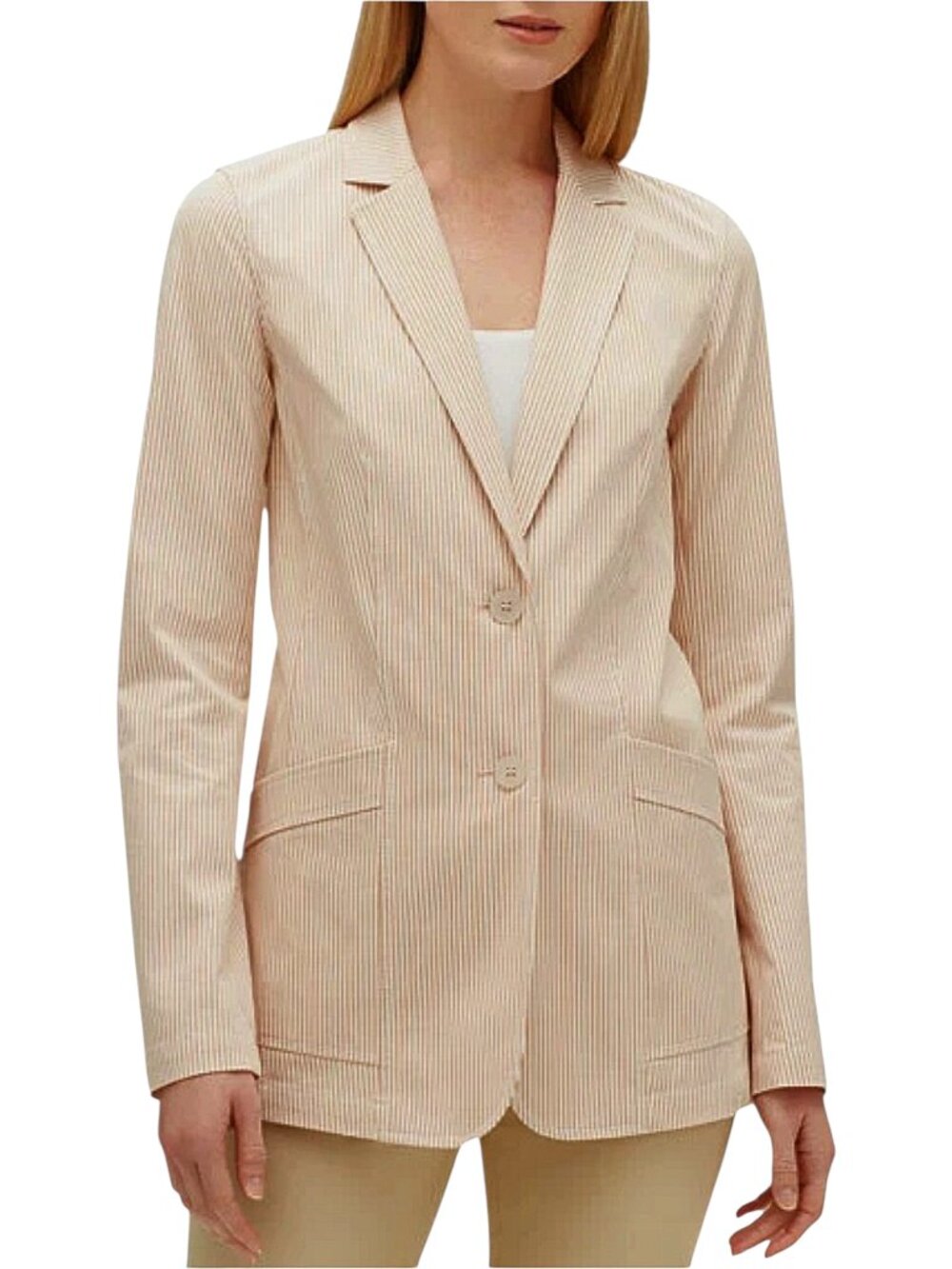 Lafayette 148 Like New Boston Micro Stripe Pinstripe Two Button Blazer - 6